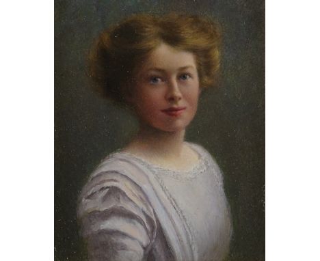 Late 19th century oil on copper, half length portrait of a woman, unsigned, 6" x 4,5", framed 