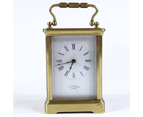 A Mappin &amp; Webb brass-cased carriage clock, in original leather travelling case 