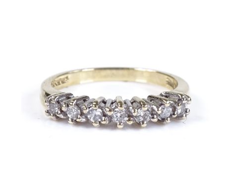 A 9ct gold 7-stone diamond half eternity ring, setting height 3.6mm, size N, 2.4g 