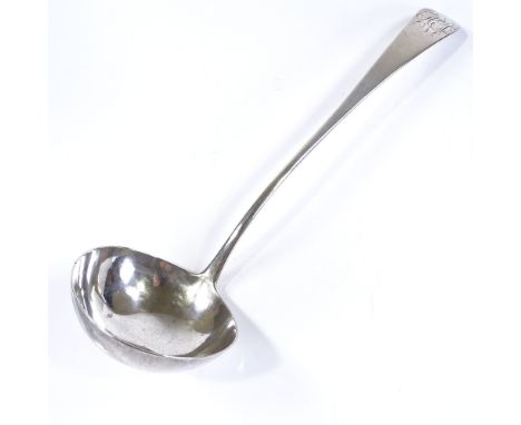 An Old English pattern silver ladle, by John Lambe, hallmarks London 1781, length 32cm, 5.6oz 