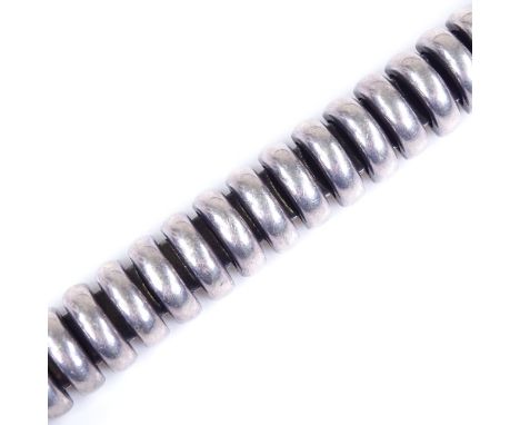 A Danish sterling silver articulated semi-circle link bracelet, by Hans Henrik Nygaard, length 20cm, 84.7g 