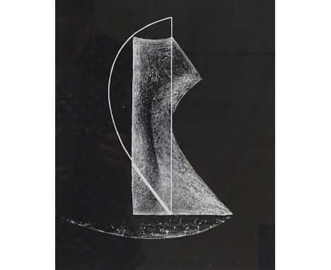 French School, lithograph, circa 1950, abstract in black, signed with monogram in pencil, image size 11.5" x 9.5", framed 