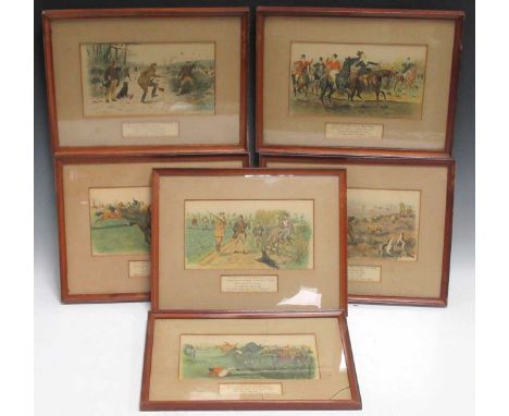 A set of 6 hunting prints by Finch Mason, 13 x 23cm