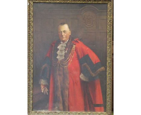 Follower of Lowes Cato Dickinson Portrait of a gentleman in ceremonial robes, thought to be a mayor, wearing a war medalwith 