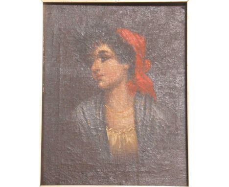 Neapolitan School, circa 1900 Portrait of a gypsy girloil on canvas24.5 x 19cm