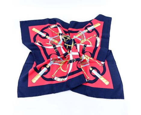 Hermes Silk Scarf "Eperon d'Or". Labeled appropriately. Good condition. Measures 34" x 70". Shipping $30.00 (estimate $200-$3