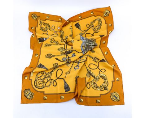 Hermes Silk Scarf "Keys". Labeled appropriately. Good condition. Measures 34" x 70". Shipping $30.00 (estimate $200-$300)
