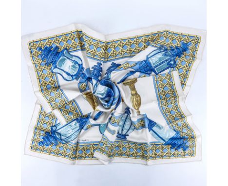 Hermes Silk Scarf "Feux De Route". Labeled appropriately. Good condition with a few light small stains. Measures 34" x 70". S