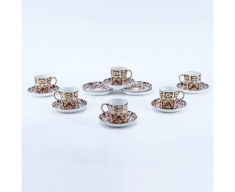 Sixteen (16) Piece Royal Crown Derby for Tiffany & Co Porcelain Cup and Saucer Set. Includes: 10 saucers and 6 cups. Signed. 