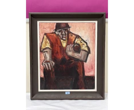 ENGLISH SCHOOL. CONTEMPORARY. Scotch Miner with Block. Indistinctly signed, dated '05 and inscribed verso. Oil on canvas 24" 