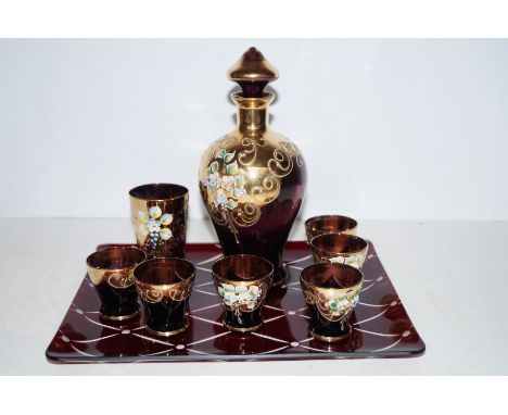 Italian glass decanter with glasses 