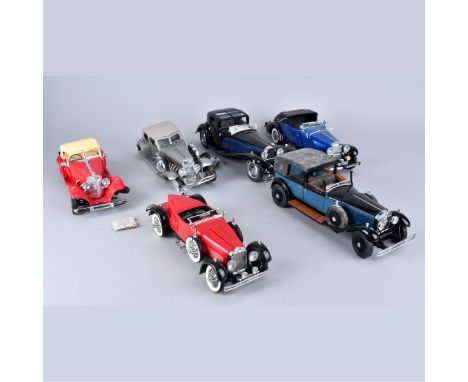 Collection of Six (6) Franklin Mint Die-Cast Model Cars. Each titled and dated on bottom side, a few with original labels and