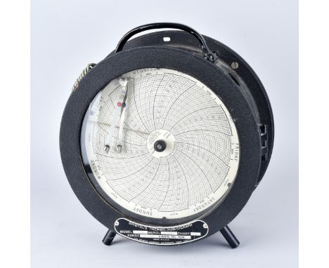 The Bristol Company Industrial Portable Humidity Gauge. Signed "Bristol's Thermo-Humidigraph" Model 4069TH. Measures 12" H x 
