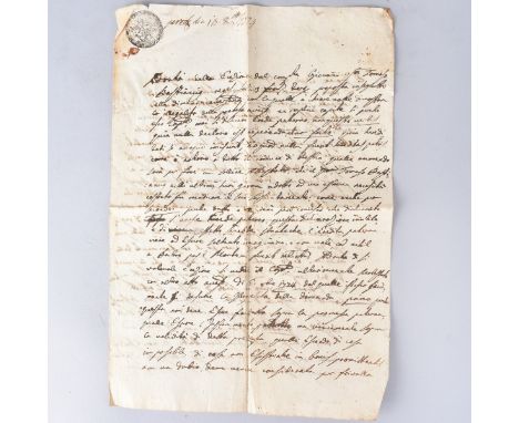 Two (2) Possibly 17th Century Italian Manuscript Documents. Each with several pages written in Italian, Seal stamp mark at th