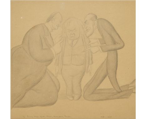 Sir Max Beerbohm,  British 1872-1956 -    The Rising Hope of the Stern, Unbinding Tories, 1920;   pencil on paper, signed and