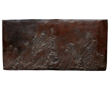 Leonard Baskin,  American 1922–2000 -   Thistle (In memory of Louis Black), 1959;   bronze relief, H21.5 x W44.5 x D0.3 cm   