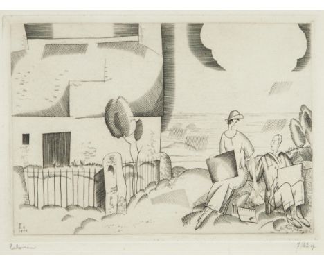 Jean-Emile Laboureur,&nbsp;French 1877-1943 -&nbsp;Les aquarellistes, 1922;&nbsp;etching on paper, signed lower left 'laboure