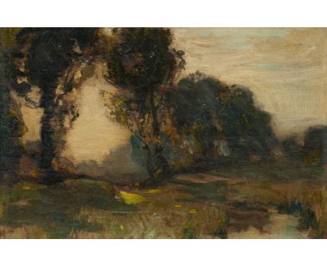 Harry Mitton Wilson,&nbsp;British 1873-1923 -&nbsp;Early Light, English Countryside, c.1904;&nbsp;oil on panel, inscribed wit