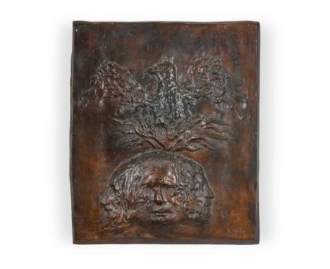 Leonard Baskin,  American 1922–2000 -   Continuity, 1967;   bronze relief, signed and dated 'L. Baskin 67', H48.5 x W41 x D2.