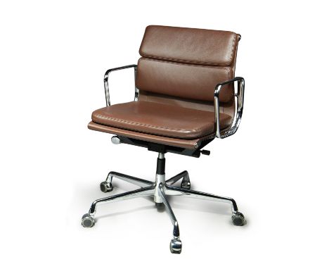 Charles & Ray Eames,  American 1907-1978 and 1912-1988 for Vitra -   'EA208' Soft Pad office chair, c.2010;    aluminium, lea