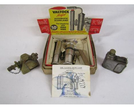 Boxed British made Valtock Major automatic blow lamp, Barthel mini torch and one unmarked