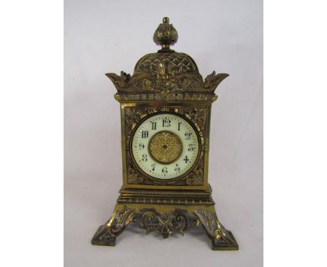 Ornate French bracket clock - possibly late 19th century - without hands and damaged glass approx. 30cm tall &amp; 18cm wide
