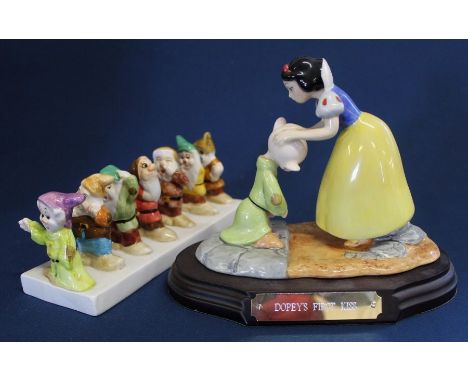 Royal Doulton "Dopey's First Kiss" limited edition 0841 / 2000 with box &amp; certificate &amp; Clover limited edition Snow W