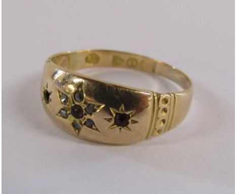 15ct gold gypsy ring set with ruby and diamonds size N - total weight 1.61g (stones missing)