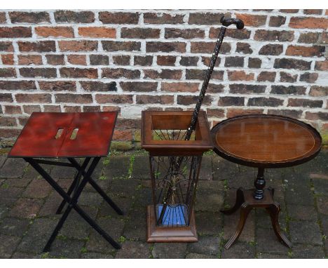 Umbrella stand with walking stick, reproduction wine table &amp; a small folding table&nbsp;