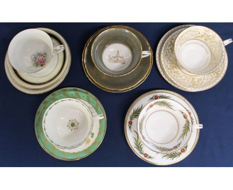 5 Royal Worcester hand painted &amp; gilded porcelain trios including Victoria, Princess Royal &amp; Georgian patterns