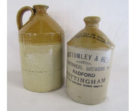 Bottomley and Hey 'Botanical Brewers' Radford Nottingham stoneware flagon and a larger George Skey Wilnecote works Tamoworth 