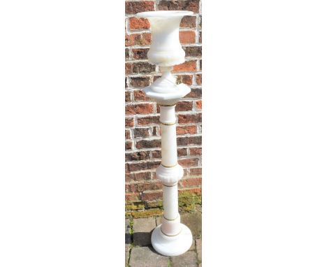Alabaster column with alabaster lamp