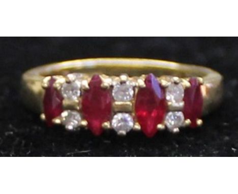 18ct gold, ruby &amp; diamond ring marked 750, 3.60g, size M