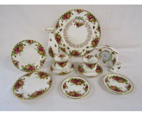Collection of Royal Albert Old Country Roses patterned items includes cups and saucers, side plates, vase etc