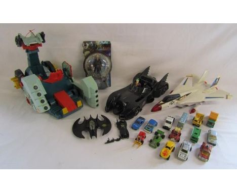 Collection of toys includes original Thundercats 1985 Mutant fistpounder Lorimar-Telepix vehicle, Goldlok 2888 Tomcat F-14 pl