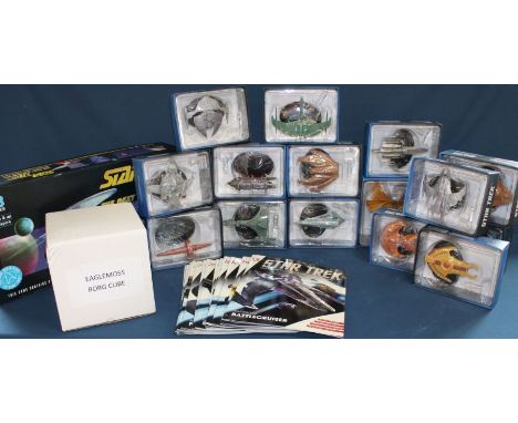 Eaglemoss Star Trek Starship collection - 15 models &amp; magazines, Eaglemoss Borg Cube (light up) &amp; MB Games Star Trek 