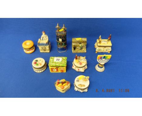 A collection of 11 Jacob Rosenthal Judaica trinket boxes, inc. a Mezuzah case