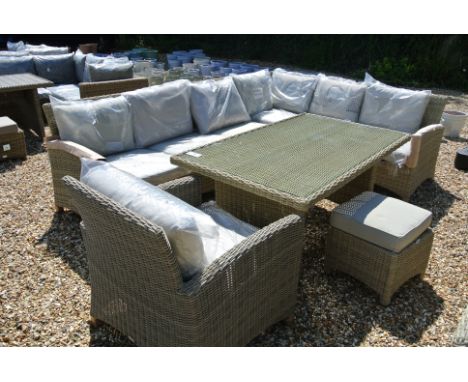 A Bramblecrest Cotswold casual dining suite with one stool and armchair