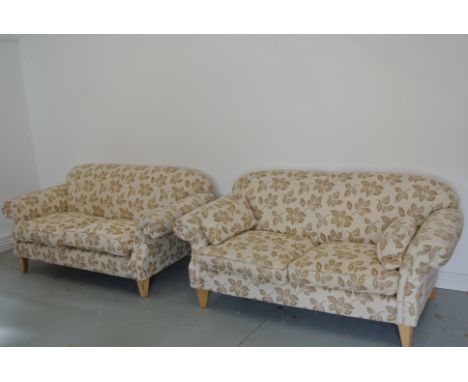 A pair of foliate decorated sofas originally bought from Sofa and Co - Width 180cm