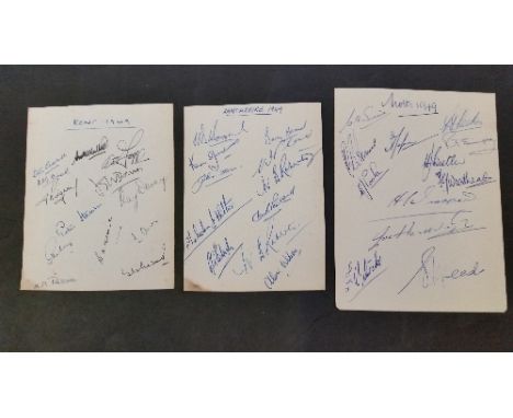 CRICKET, signed album pages, 1949, Nottinghamshire (12 signatures), Simpson, Hardstaff, Jepson, Poole, Stocks; Lancashire (11