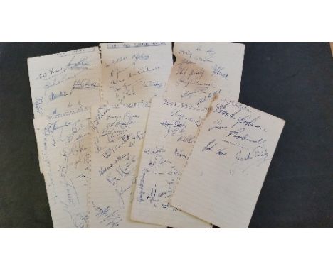 FOOTBALL, signed lined pages, mainly 1950/1 teams, inc. Liverpool (4 signatures, 3 more to back), Bristol Rovers (14, 19 Alde