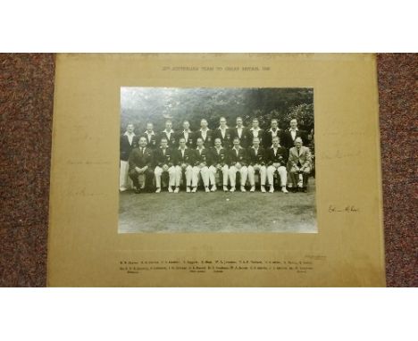 CRICKET, signed official team photo by 1948 Australia, (20 x 14 to mount), signed to mount by various players, inc. Bradman, 