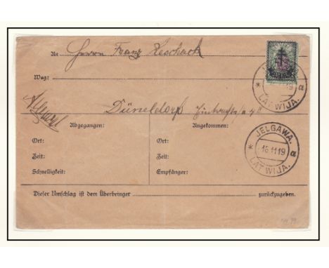 Russia 1919 Civil War Issue Western Army Env to Dusseldorf cancel 16.11.1919 Jelgawa Latvia SG50