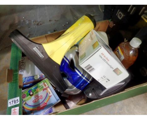 Mixed items to include CDs, a bike helmet and lighting. Not available for in-house P&amp;P 
