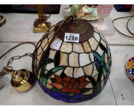 Tiffany style leaded glass ceiling light shade. All electrical items in this lot have been PAT tested for safety and have pas