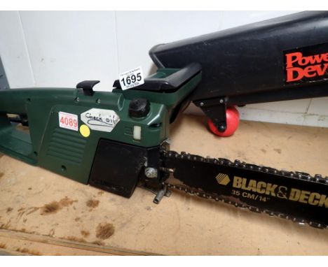 Black &amp; Decker electric chainsaw. Not available for in-house P&amp;P 