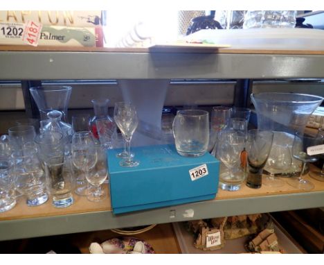 Collection of mixed glass, including vases and painted pots. Not available for in-house P&amp;P 