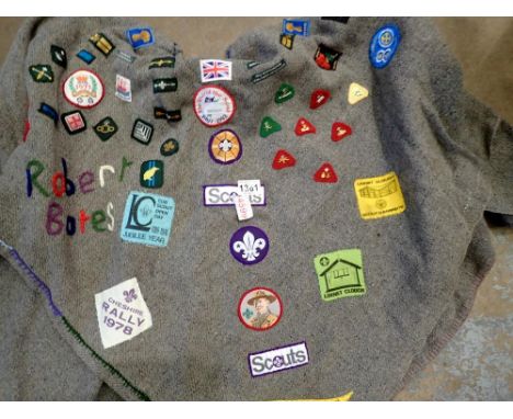 Scouts blanket with various badges and patches. UK P&amp;P Group 2 (£20+VAT for the first lot and £4+VAT for subsequent lots)