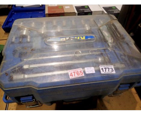 Large blue box of spanners and tools. Not available for in-house P&amp;P 