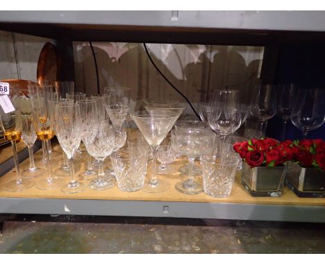Shelf of cut glass and crystal ware. Not available for in-house P&amp;P 